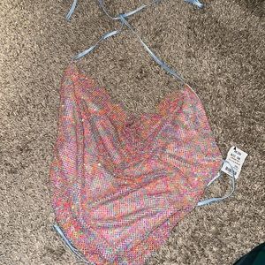 Akira halter rhinestone top